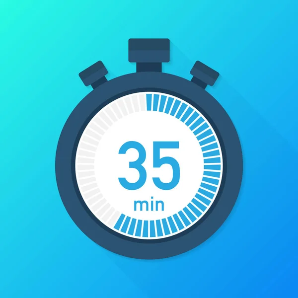 De 35 minuten, stopwatch vector icoon. Stopwatch icoon in platte stijl, timer op kleur achtergrond. Vectorillustratie. — Stockvector