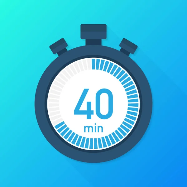 De 40 minuten, stopwatch vector icoon. Stopwatch icoon in platte stijl, timer op kleur achtergrond. Vectorillustratie. — Stockvector