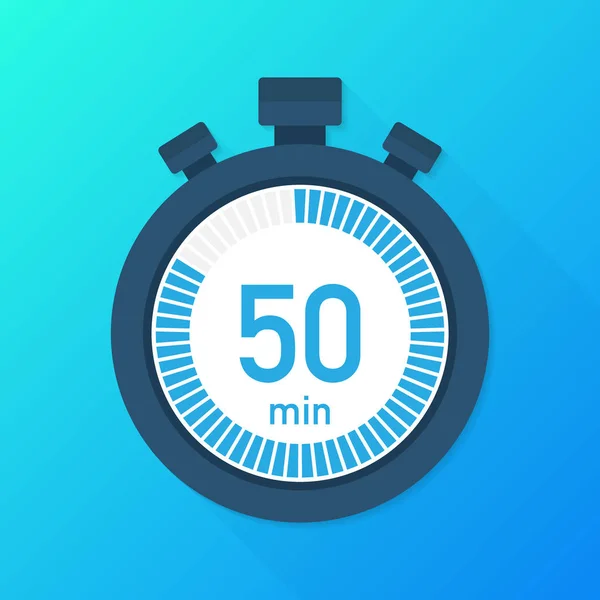 De 50 minuten, stopwatch vector icoon. Stopwatch icoon in platte stijl, timer op kleur achtergrond. Vectorillustratie. — Stockvector