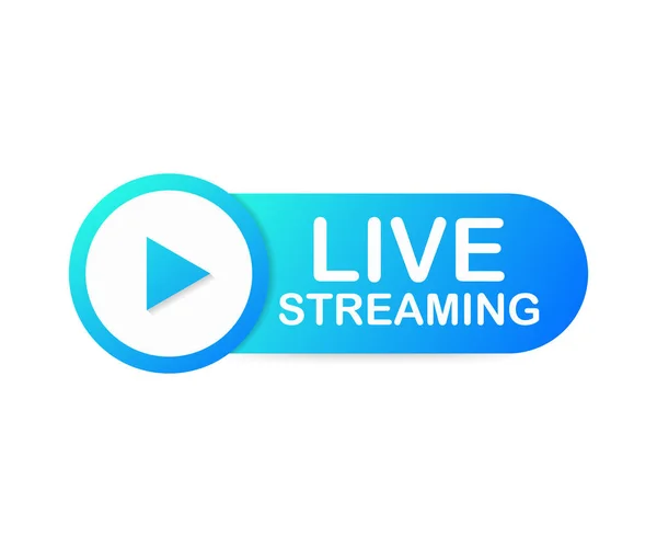 Live Streaming плоский логотип - Синій векторний елемент дизайну з кнопкою відтворення. Векторні ілюстрації — стоковий вектор