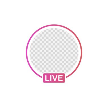 Social media icon avatar frame. Live stories user video streaming. Vector illustration. clipart