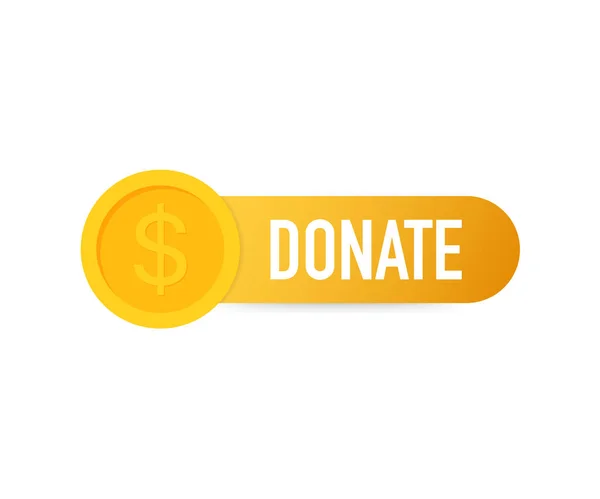 Vektor donate koncepció kezet és pénzt gomb lapos stílusban. Vektoros illusztráció. — Stock Vector