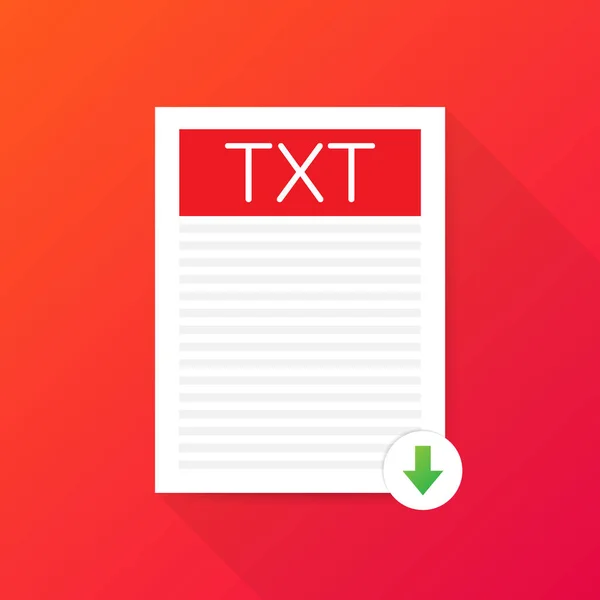 Download TXT button. Downloading document concept. File with TXT label and down arrow sign. Vector illustration. — Stock Vector