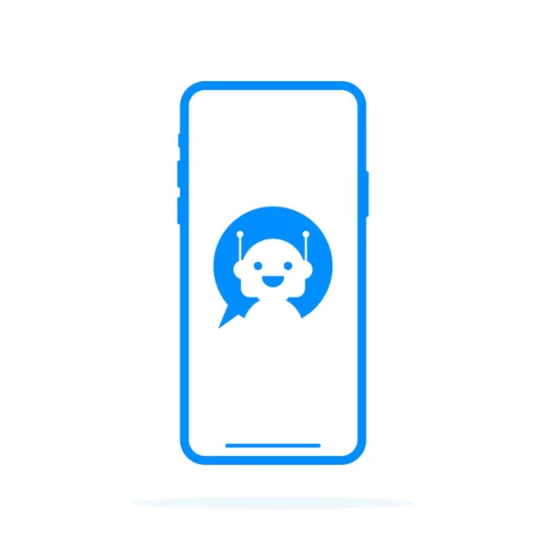 Chatbot Banner Konzept. horizontale Business-Banner-Vorlage mit Illustration des Mannes, der mit Chat-Bot im Smartphone chattet. — Stockvektor