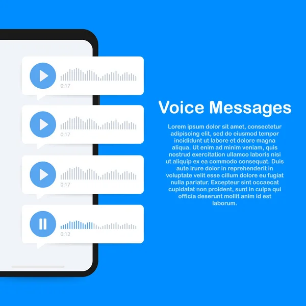 Ηχητικό μήνυμα, φωνή μήνυμα έννοια, στην οθόνη του smartphone. Εικονογράφηση διάνυσμα. — Διανυσματικό Αρχείο