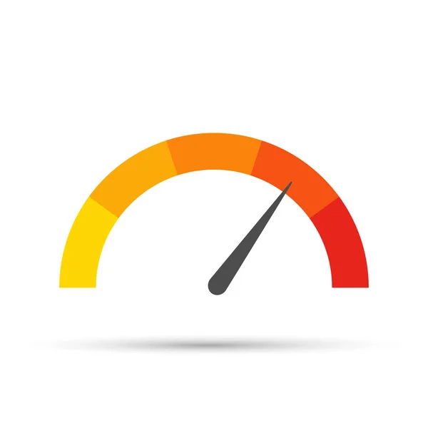 Ronde temperatuur meten, geïsoleerde op witte achtergrond. Gekleurde meten halfronde schaal in vlakke stijl — Stockvector