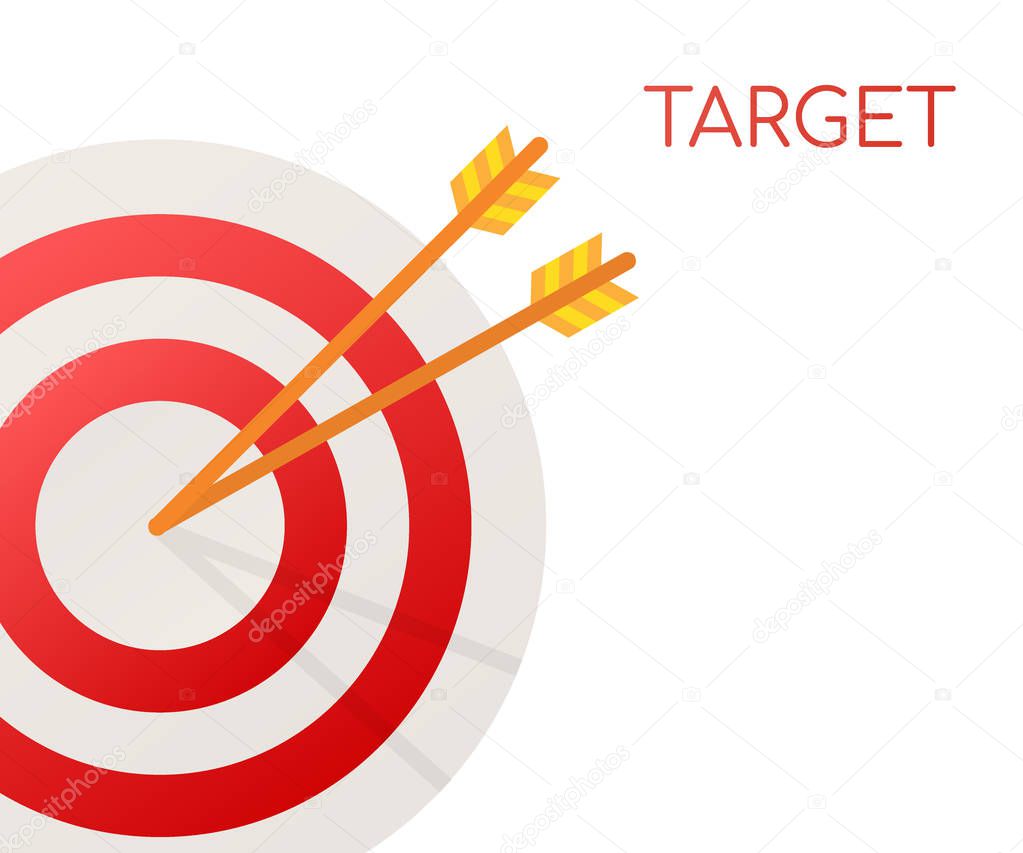 Target with an arrow flat icon concept market goal vector picture image. Concept target market, audience, group, consumer