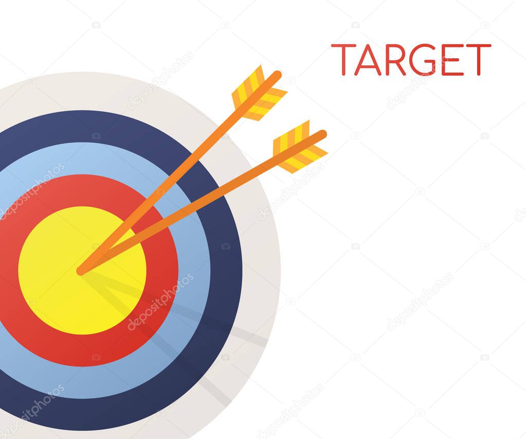 Target with an arrow flat icon concept market goal vector picture image. Concept target market, audience, group, consumer