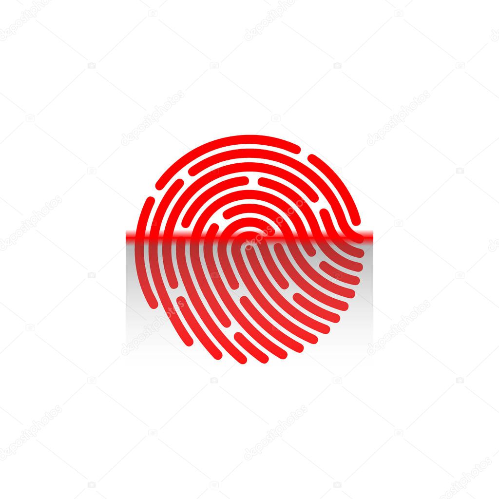 Fingerprint scanning icon isolated on white background. Biometric authorization symbol. Vector illustration.