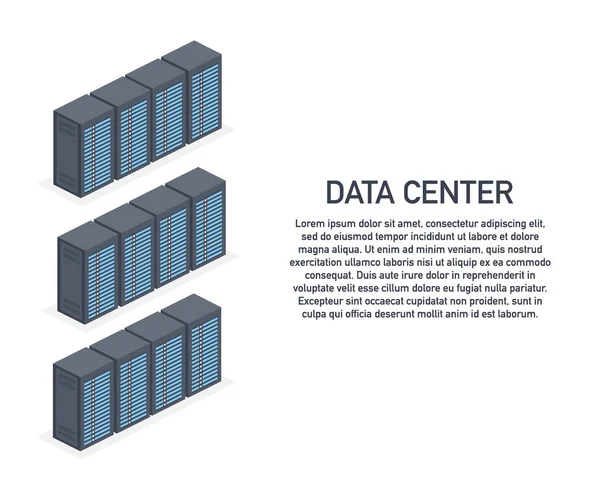 Data Center Connessione cloud Hosting Server Informazioni sul computer Database Sincronizzare la tecnologia — Vettoriale Stock