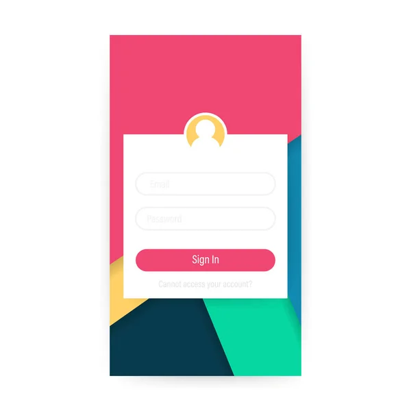 Concept de conception d'interface utilisateur mobile propre. Login Application avec fenêtre de formulaire de mot de passe — Image vectorielle