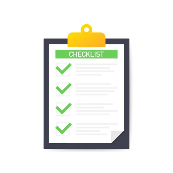 Clipboard Checklist Flat Design Vector Stock Illustration — Stock Vector