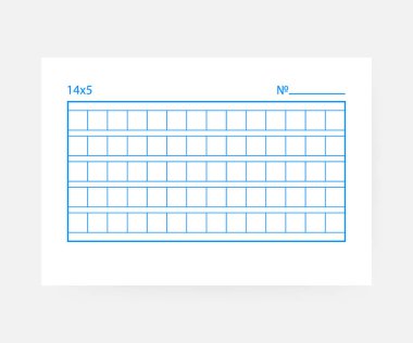 14 x 5 kare el yazması kağıt beyaz arka plan üzerinde. Vektör çizim.