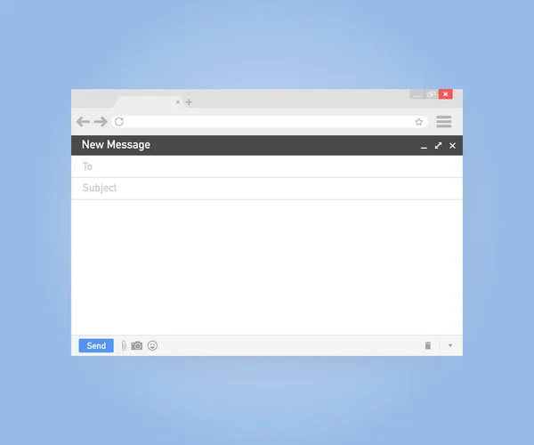 Modèle de courriel. Fenêtre de navigateur d'e-mail vierge. Message postal page web cadre vectoriel. Illustration vectorielle. — Image vectorielle