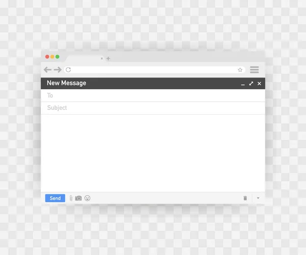 E-Mail-Vorlage. Leere E-Mail-Browser-Fenster. E-Mail-Nachricht Webseiten-Vektorrahmen. Vektorillustration. — Stockvektor