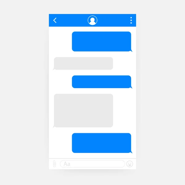 Interface chatapplicatie met dialoogvenster. Schoon mobiele Ui Design Concept. SMS Messenger. Vectorillustratie. — Stockvector