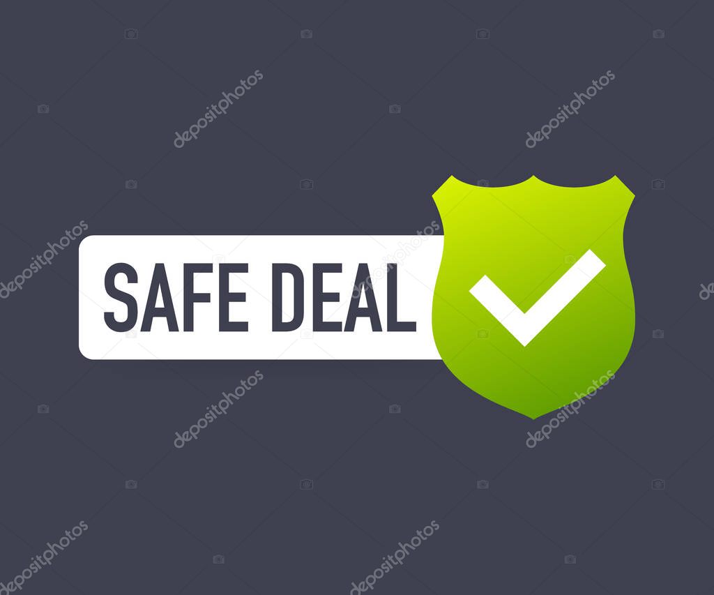 Safe deal icon. Partnership vector icon with handshake. Vector stock illustration.