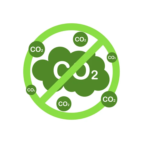 Οικολογική διακοπής εκπομπών co2 υπογραφή σε λευκό φόντο. Εικονογράφηση διάνυσμα. — Διανυσματικό Αρχείο