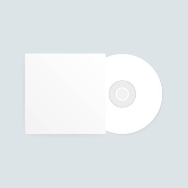 Cd-Dvd CD ve beyaz boş kağıt büyük şablon gölge şeffaf arka plan ile. Vektör çizim