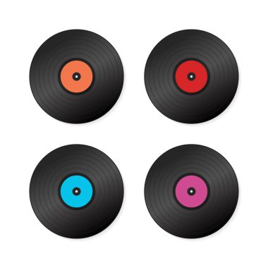 Gerçekçi vinil kapağı Mockup ile rekoru. Disko parti. Retro tasarımı. Vektör çizim.