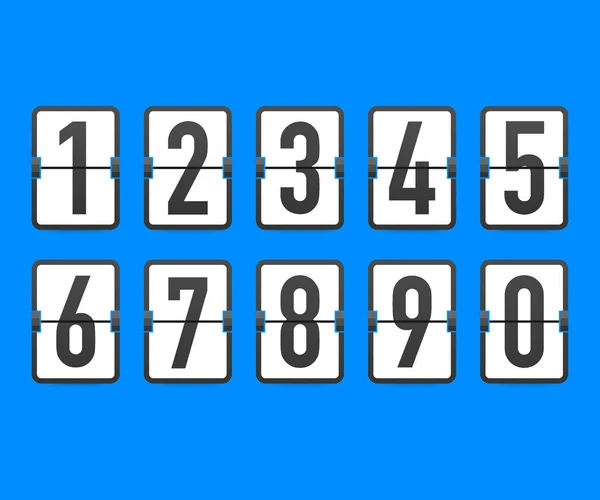 Flip Countdown Counter Timer. Vektor-Zeit verbleibenden Countdown-Flipboard mit Anzeigetafel von Tag, Stunde, Minuten und Sekunden für Web-Seite kommenden Event-Template-Design. Vektorillustration — Stockvektor