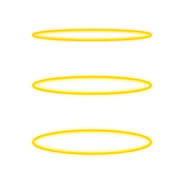 Sæt Halo engel ring. Hellige gyldne nimbus cirkel isoleret på hvid baggrund. Vektorillustration . – Stock-vektor