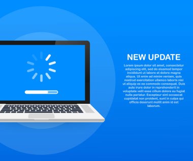 Sistem yazılım güncellemesi, veri güncellemesi veya ekrandaki ilerleme çubuğuyla senkronize et. Vektör İllüstrasyonu