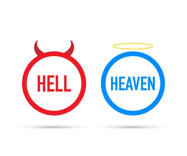 Hell or heaven. Angel and devil symbol. Good and bad on white background. Vector illustration. — Stock Vector