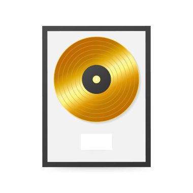 Altın vinil duvar çerçeve içinde. Koleksiyonu disk, şablon tasarım öğesi. Vektör çizim.
