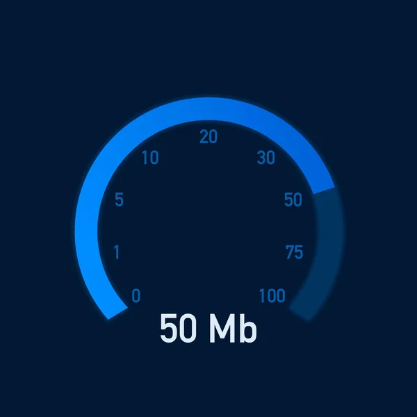 Speed test. Speedometer Internet Speed 100 mb. Website speed loading time. Vector illustration. — Stock Vector