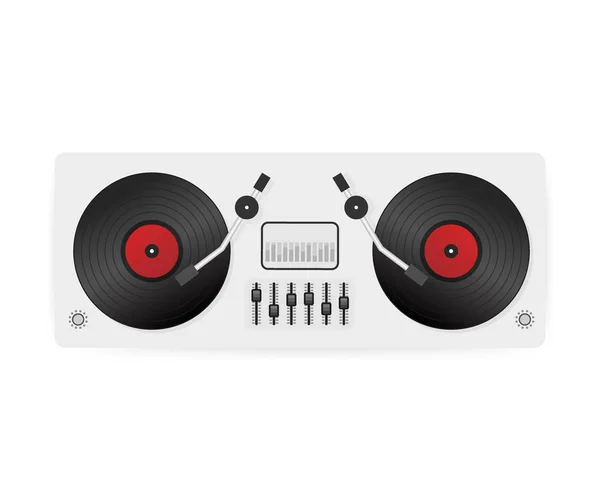 Spielt Schallplatte Ansicht Von Oben Interface Workspace Mixer Konsole Turntables — Stockvektor