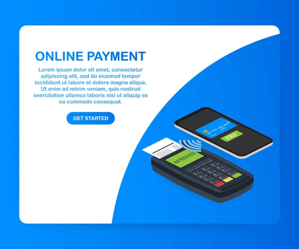 Isometric Paiement Ligne Concept Ligne Paiements Par Internet Transfert Argent — Image vectorielle