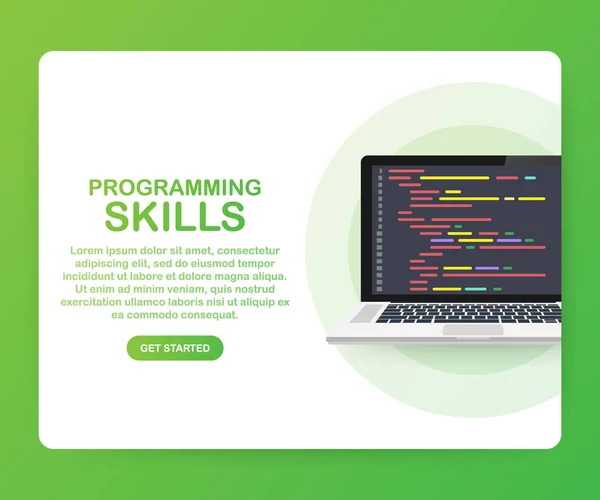 Concepto Isométrico Diseño Plano Moderno Habilidades Programación Para Sitio Web — Vector de stock