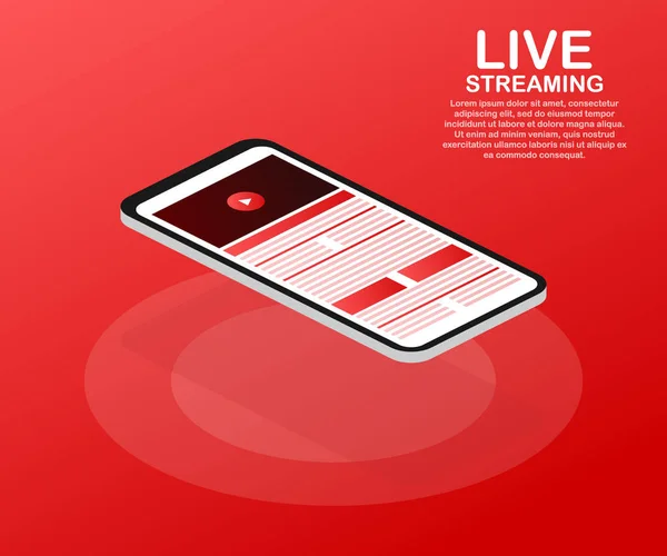 Concept live streaming voor de webpagina banner, presentatie, social media, documenten. Bekijk video online. vectorillustratie. — Stockvector