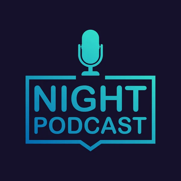 Night Podcast icon, vector symbol in flat isometric style isolated on color background. Vector illustration. — Stock Vector