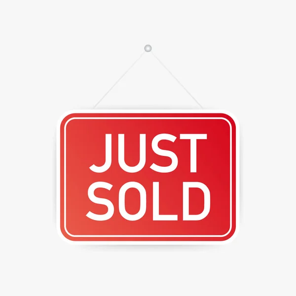 Just sold hanging sign on white background. Sign for door. Vector illustration. — Stock Vector