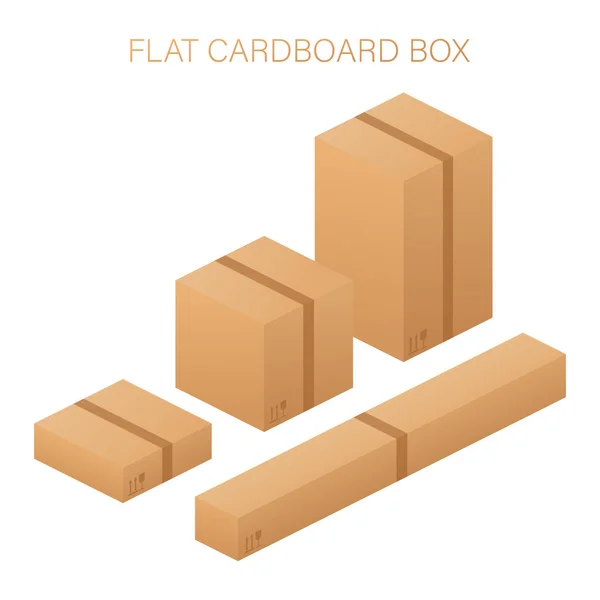 Vector set. Flat carton box. Delivery and packaging. Transportation, shipping. Vector illustration. — Stock Vector