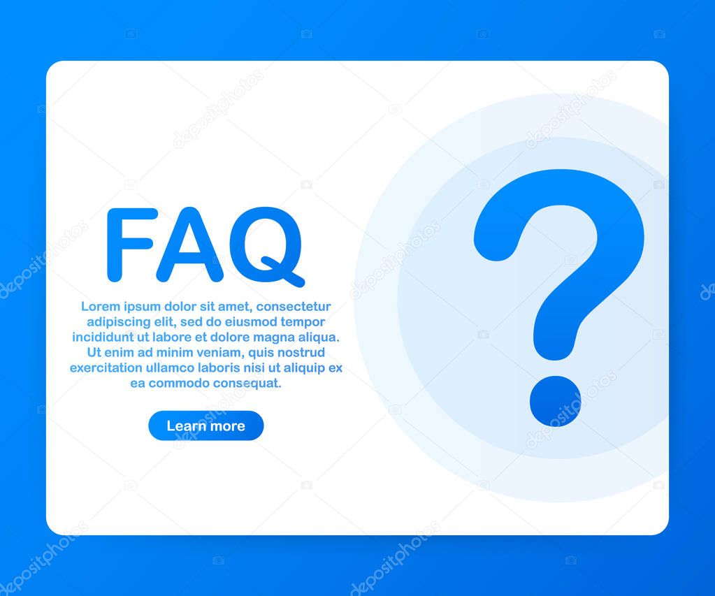 Frequently asked questions FAQ banner. Computer with question icons. Vector illustration.