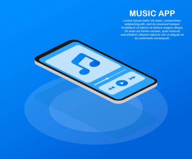 Mobil uygulama arabirimi. Müzik çalar. Müzik app. vektör çizim.