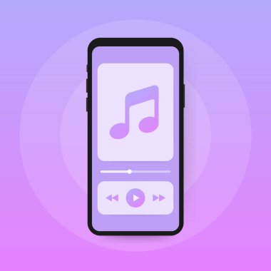 Mobil uygulama arabirimi. Müzik çalar. Müzik app. vektör çizim.