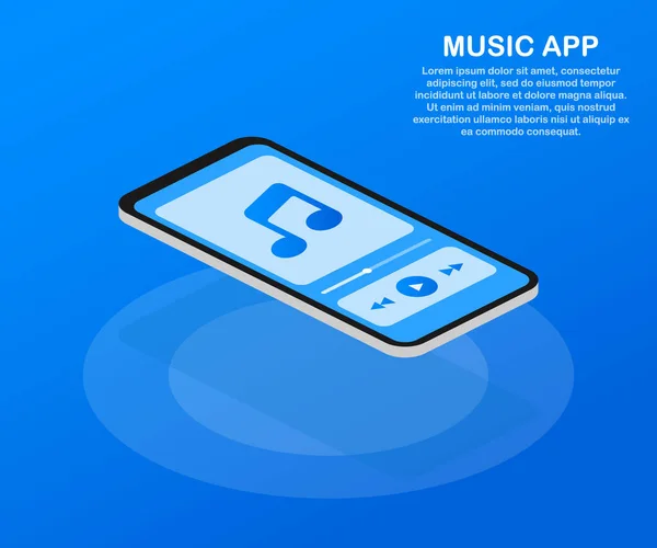 Interfejs aplikacji mobilnej. Odtwarzacz muzyki. Ilustracja wektorowa app. muzyki. — Wektor stockowy