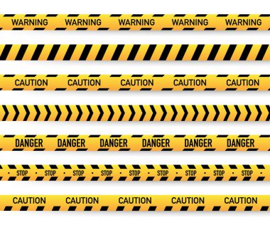 Siyah ve sarı polis şerit. Vektör çizim