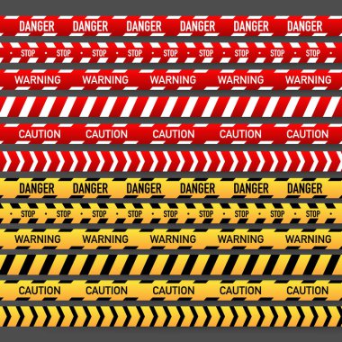 Set kırmızı ve sarı polis şerit. Vektör çizim