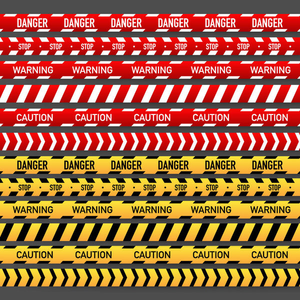 Установите красную и желтую полицейскую полосу. Векторная иллюстрация
