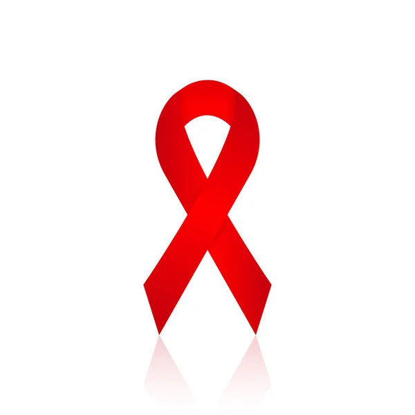 Red ribbon aids awareness, vector illustration solidarity concept. — Stock Vector