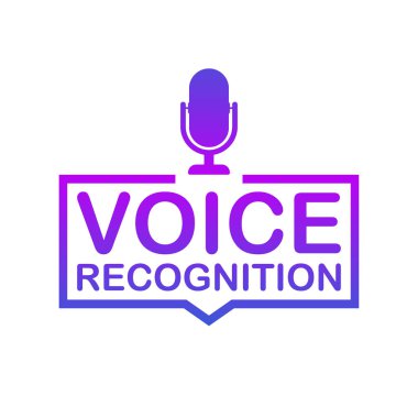 Ses tanıma. Rozet, kutsal kişilerin resmi, damga, logo. Vektör çizim.