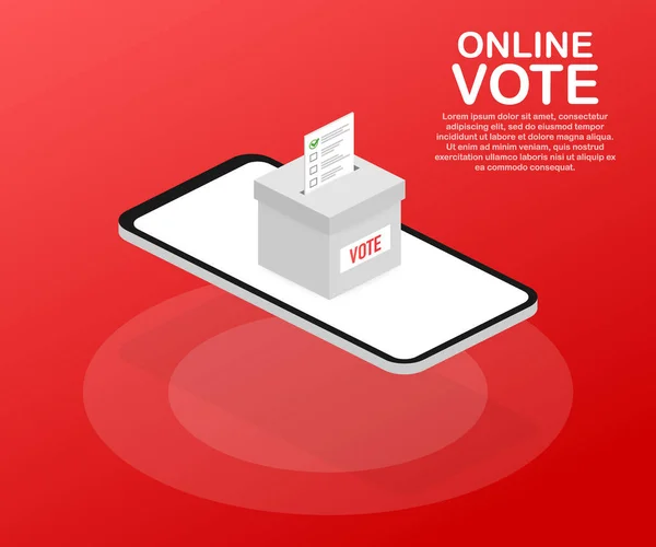 Плоская изометрическая векторная концепция голосования онлайн, электронное голосование, избирательная интернет-система. Векторная иллюстрация . — стоковый вектор