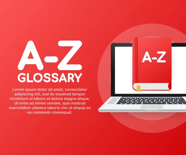 Concept A-Z glossary book for web page, banner, social media. Ilustração vetorial — Vetor de Stock