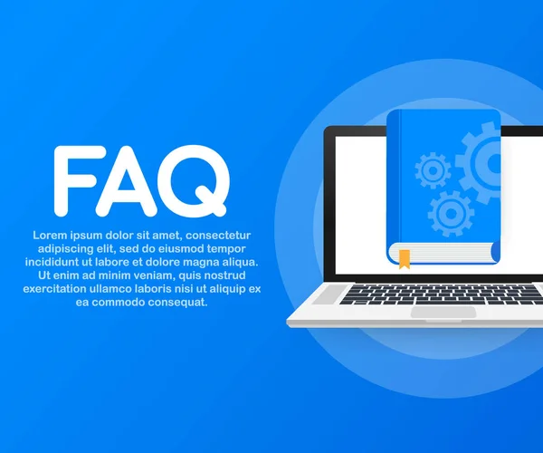 Concept FAQ book for web page, banner, social media. Ilustração vetorial —  Vetores de Stock