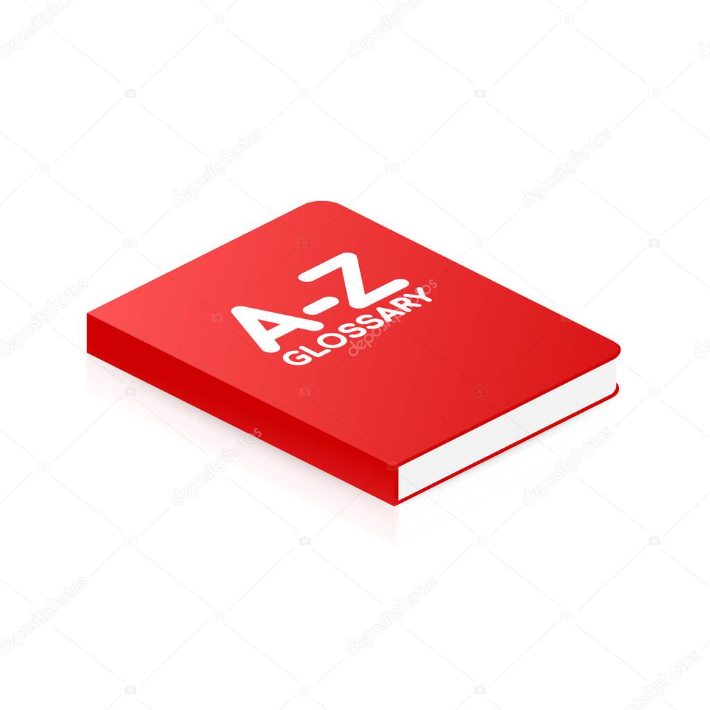 Concept A-Z glossary book for web page, banner, social media. Vector illustration